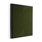 Minimal Line Curvature XVIII Dark Green Mid Century Modern Arch Abstract Framed Canvas Print Gallery Image 2
