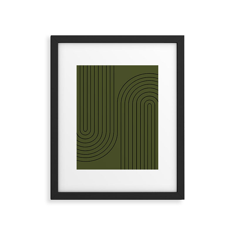 Minimal Line Curvature XVIII Dark Green Mid Century Modern Arch Abstract Framed Art Print Gallery Image 5