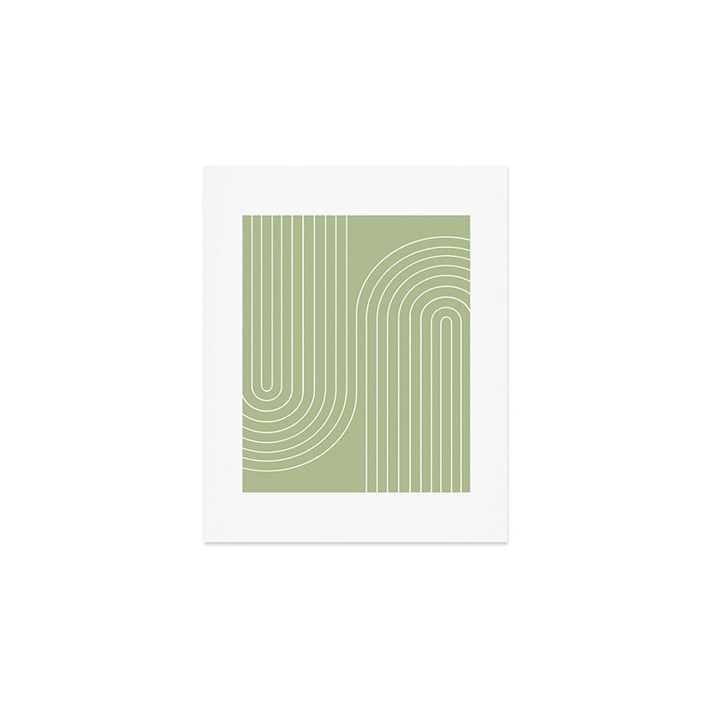Minimal Line Curvature XXII Pastel Green Mid Century Modern Arch Abstract Art Print Gallery Image 1