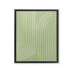 Minimal Line Curvature XXII Pastel Green Mid Century Modern Arch Abstract Framed Canvas Print Gallery Image 6