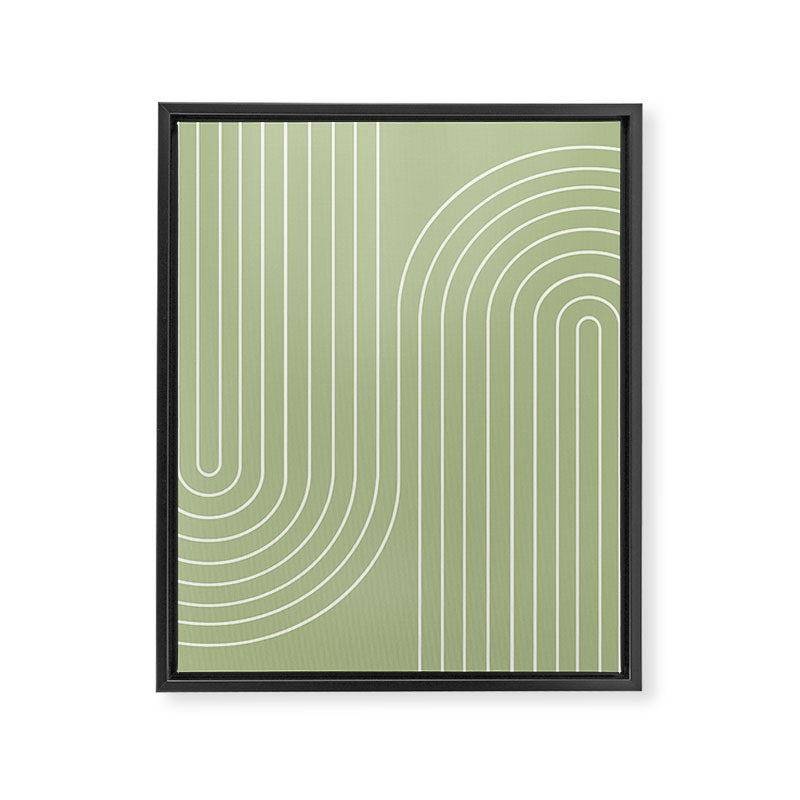 Minimal Line Curvature XXII Pastel Green Mid Century Modern Arch Abstract Framed Canvas Print Gallery Image 6