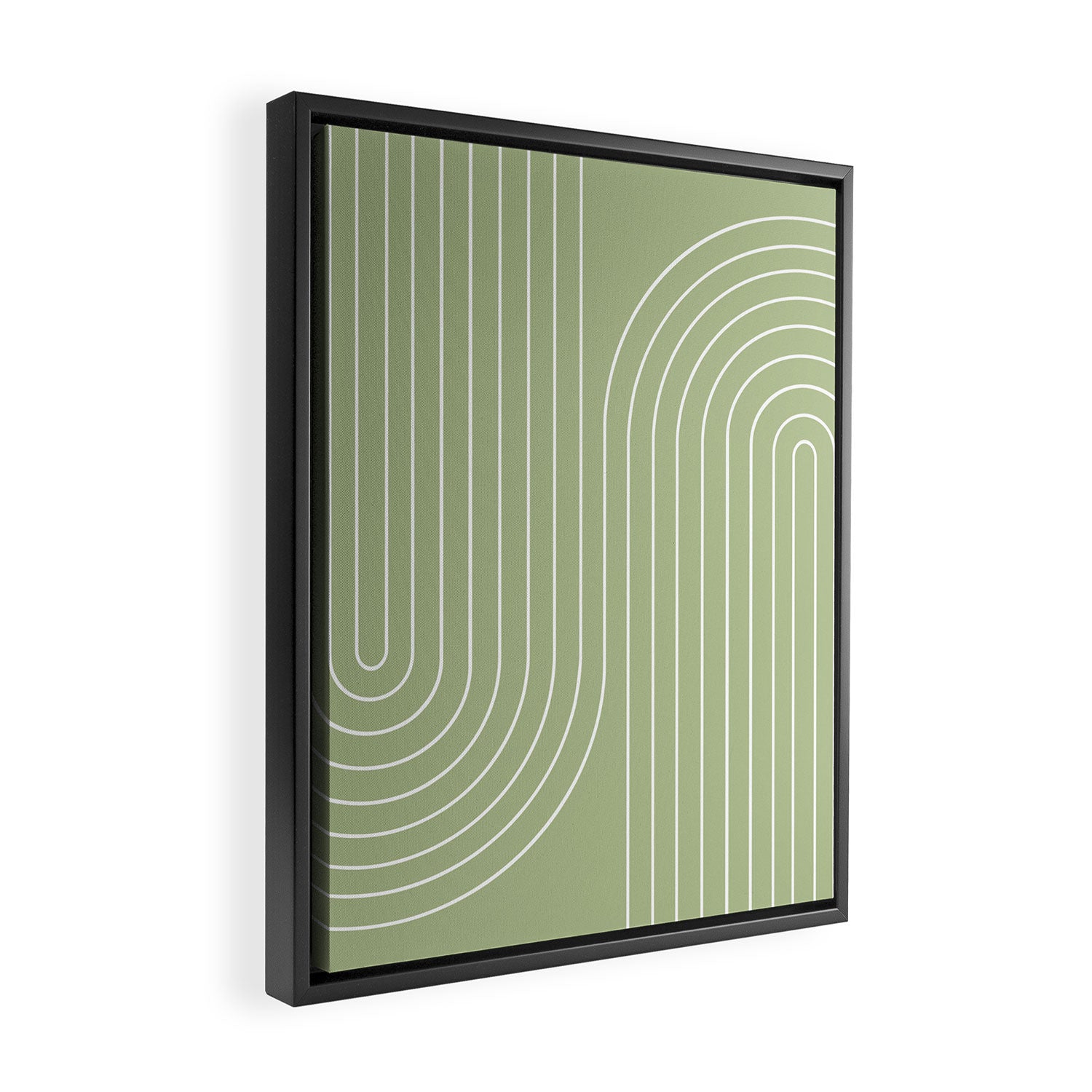 Minimal Line Curvature XXII Pastel Green Mid Century Modern Arch Abstract Framed Canvas Print Gallery Image 2