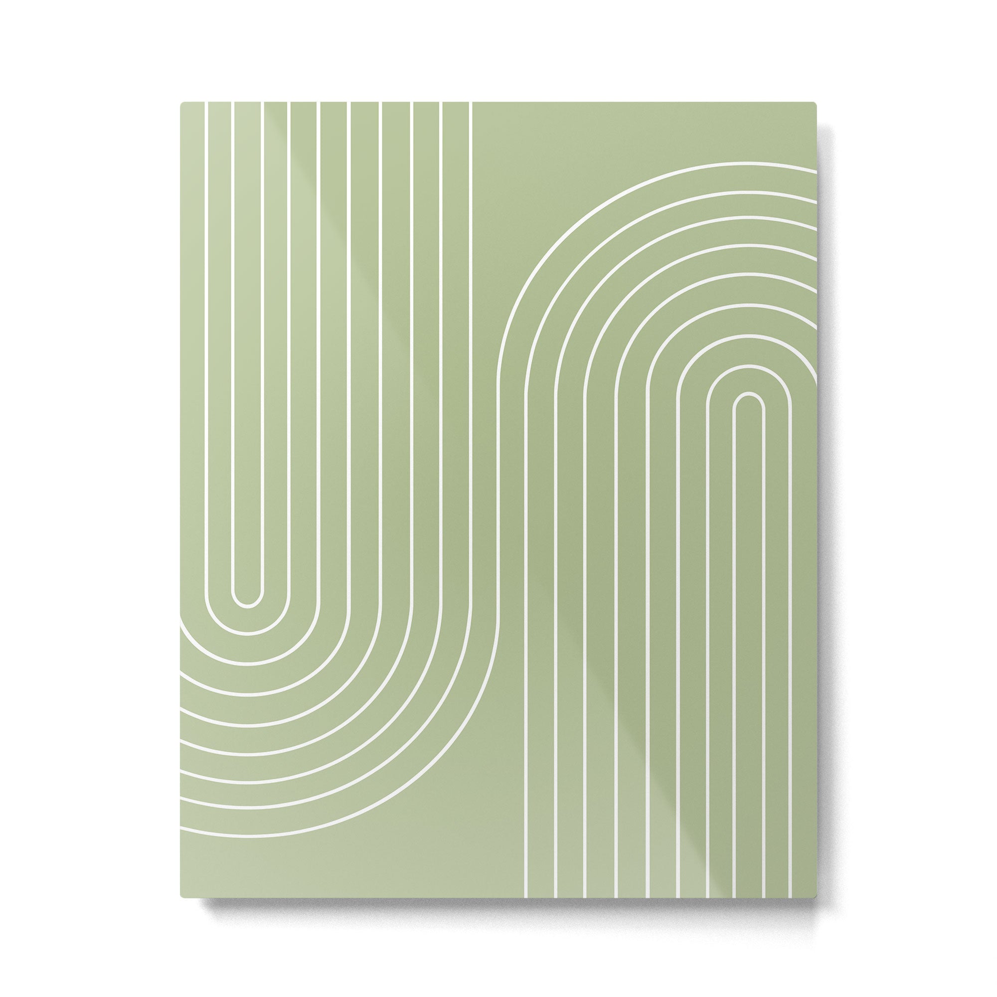 Minimal Line Curvature XXII Pastel Green Mid Century Modern Arch Abstract Metal Print Gallery Image 4