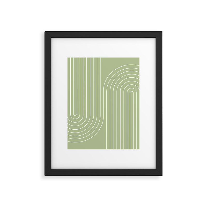 Minimal Line Curvature XXII Pastel Green Mid Century Modern Arch Abstract Framed Art Print Gallery Image 5