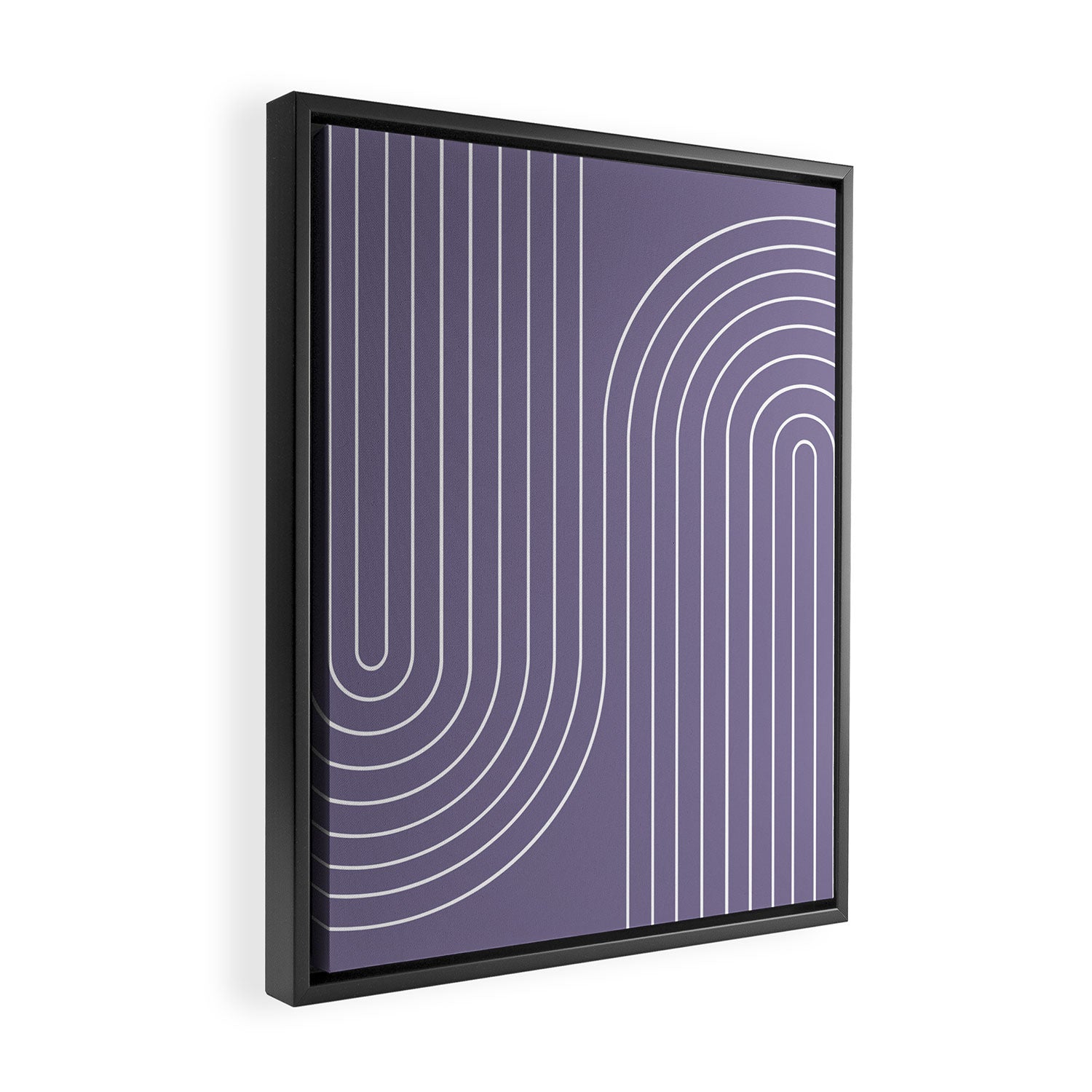 Minimal Line Curvature XXIII Lavender Purple Mid Century Modern Arch Abstract Framed Canvas Print Gallery Image 2