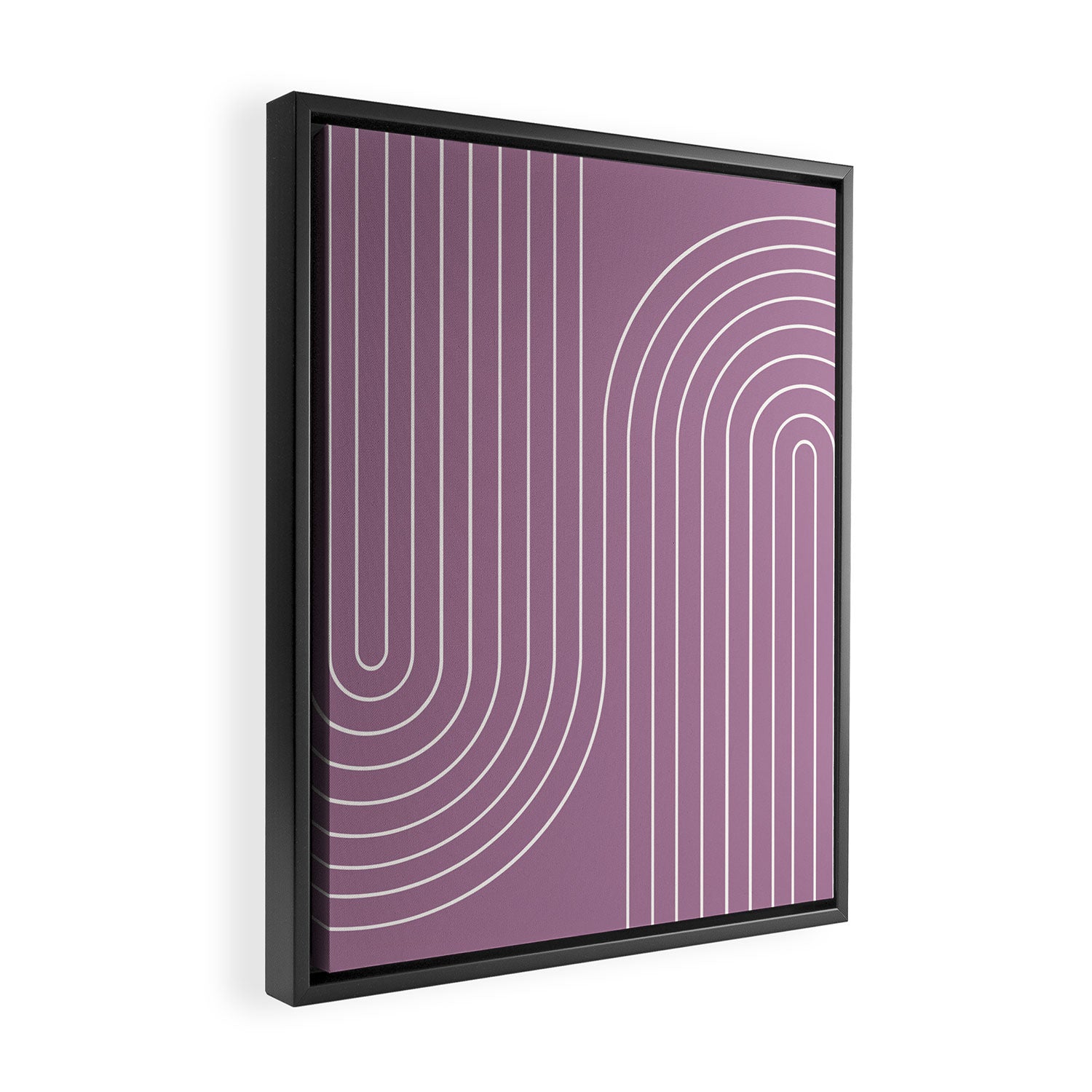 Minimal Line Curvature XXIV Lilac Purple Mid Century Modern Arch Abstract Framed Canvas Print Gallery Image 2