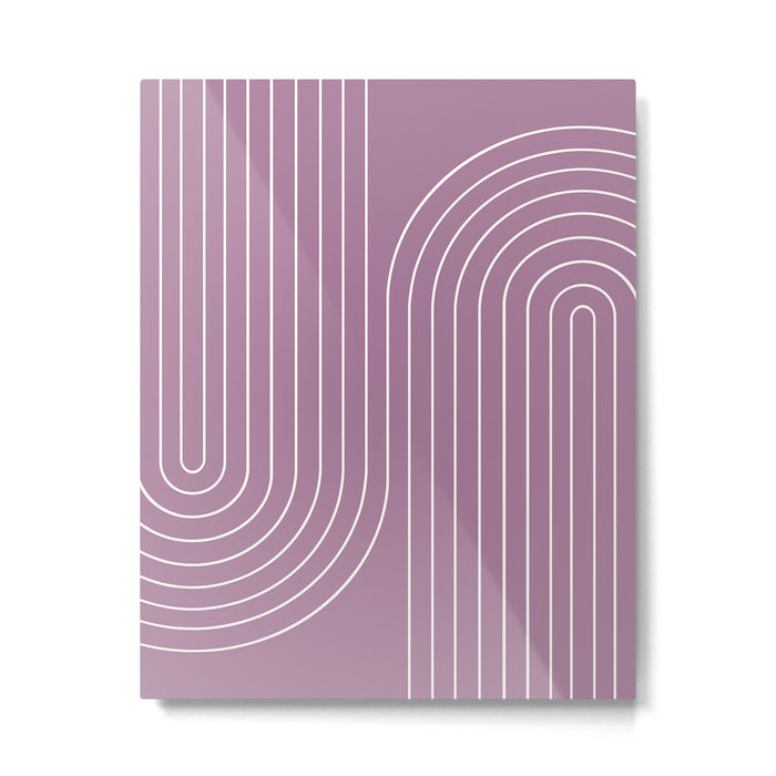 Minimal Line Curvature XXIV Lilac Purple Mid Century Modern Arch Abstract Metal Print Gallery Image 1
