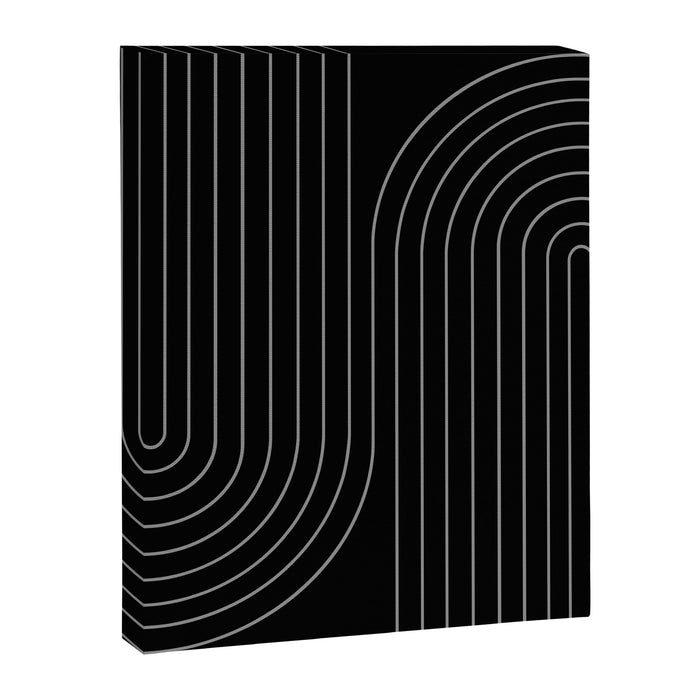 Minimal Line Curvature XXVI Black and Grey Mid Century Modern Arch Abstract Canvas Print Gallery Image 1