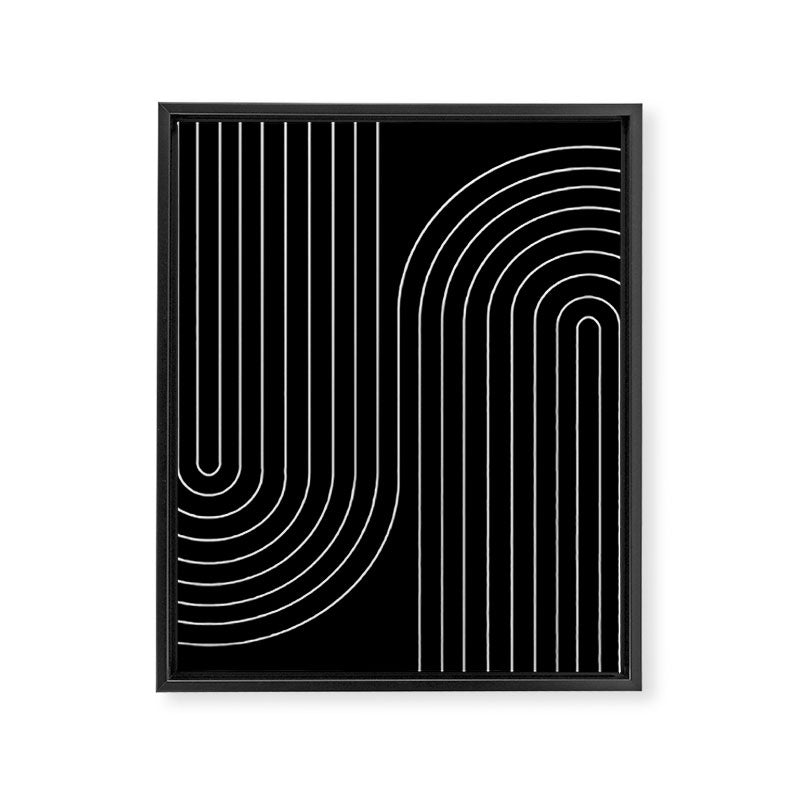 Minimal Line Curvature XXVI Black and Grey Mid Century Modern Arch Abstract Framed Canvas Print Gallery Image 6