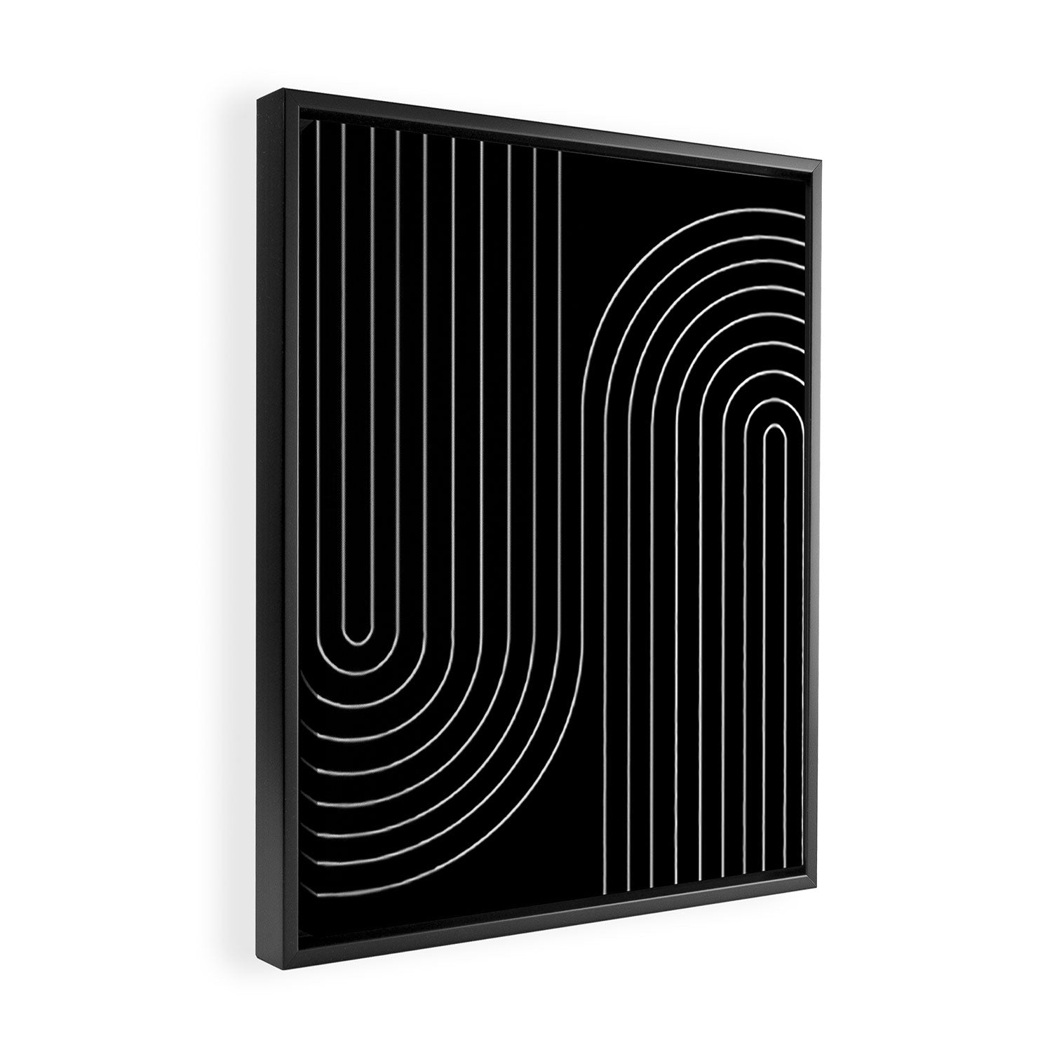 Minimal Line Curvature XXVI Black and Grey Mid Century Modern Arch Abstract Framed Canvas Print Gallery Image 2