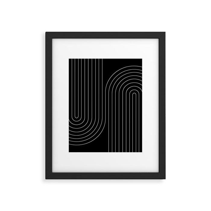 Minimal Line Curvature XXVI Black and Grey Mid Century Modern Arch Abstract Framed Art Print Gallery Image 1
