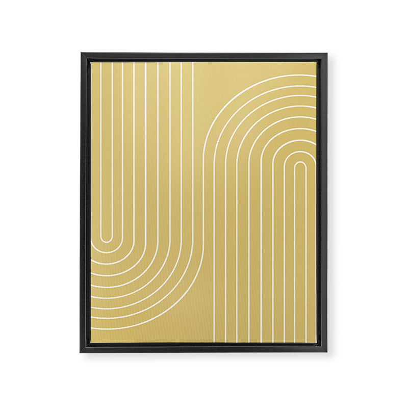 Minimal Line Curvature XXVIII Butter Yellow Mid Century Modern Arch Abstract Framed Canvas Print Gallery Image 6
