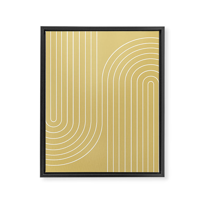 Minimal Line Curvature XXVIII Butter Yellow Mid Century Modern Arch Abstract Framed Canvas Print Gallery Image 1
