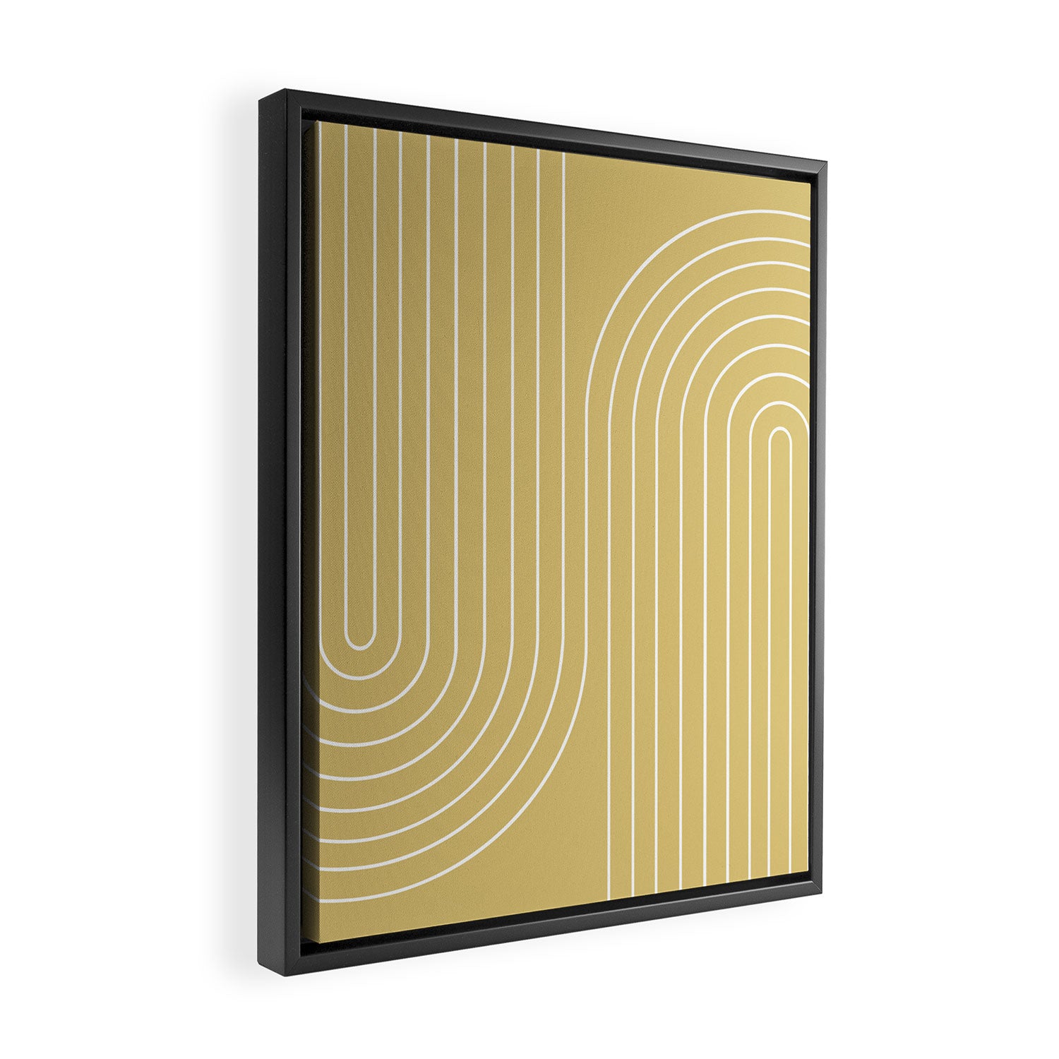 Minimal Line Curvature XXVIII Butter Yellow Mid Century Modern Arch Abstract Framed Canvas Print Gallery Image 2