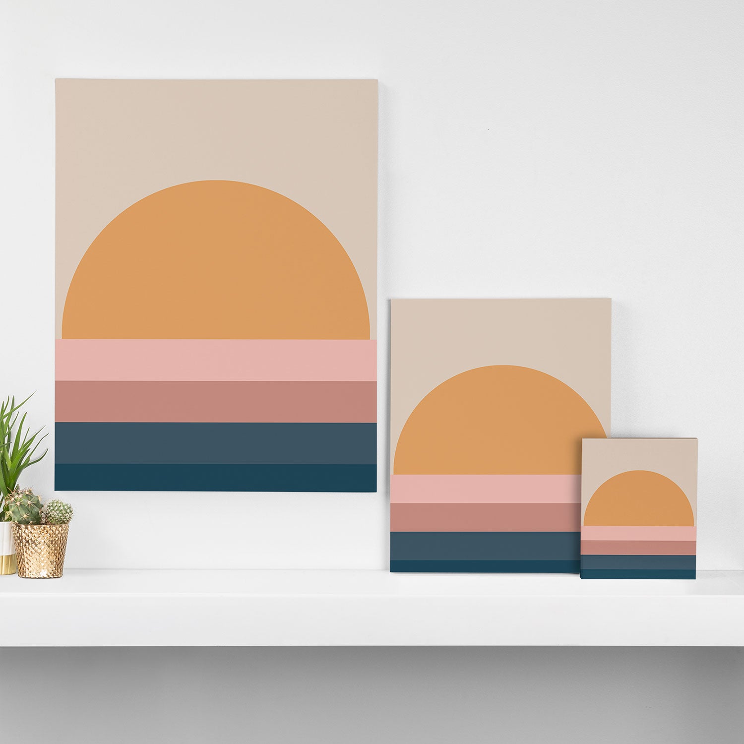 Minimal Retro Sunset - Earthy Neutral Canvas Print Gallery Image 3