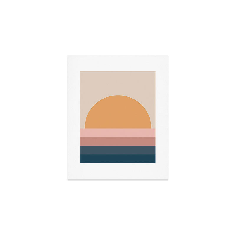 Minimal Retro Sunset - Earthy Neutral Art Print Gallery Image 1