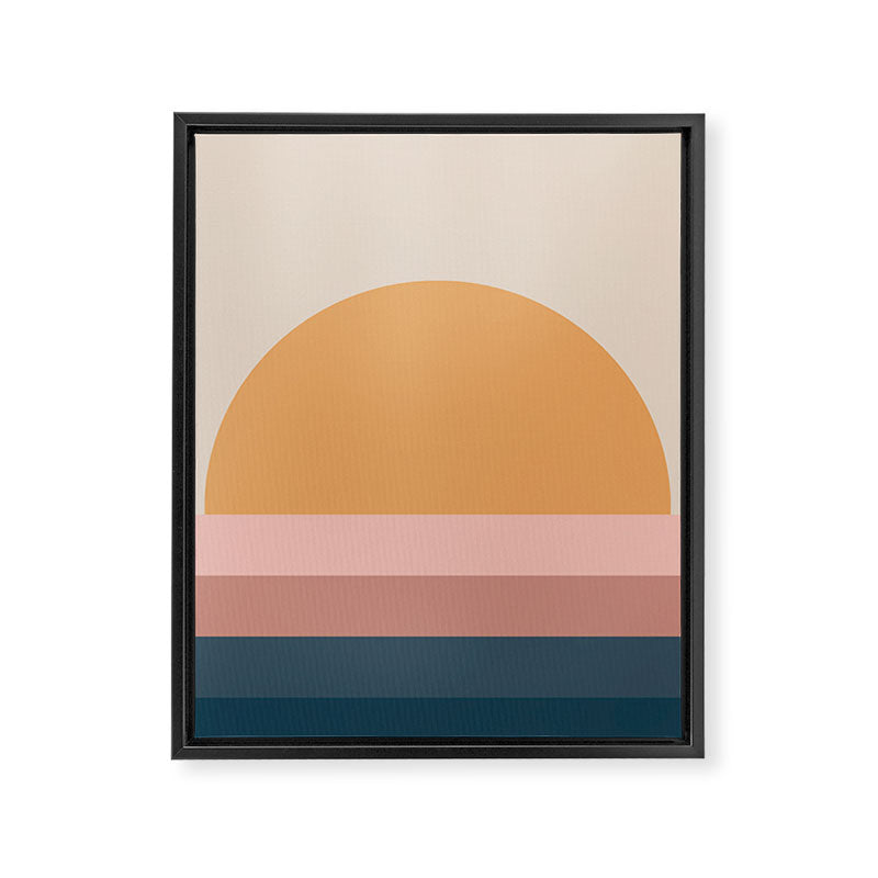 Minimal Retro Sunset - Earthy Neutral Framed Canvas Print Gallery Image 3