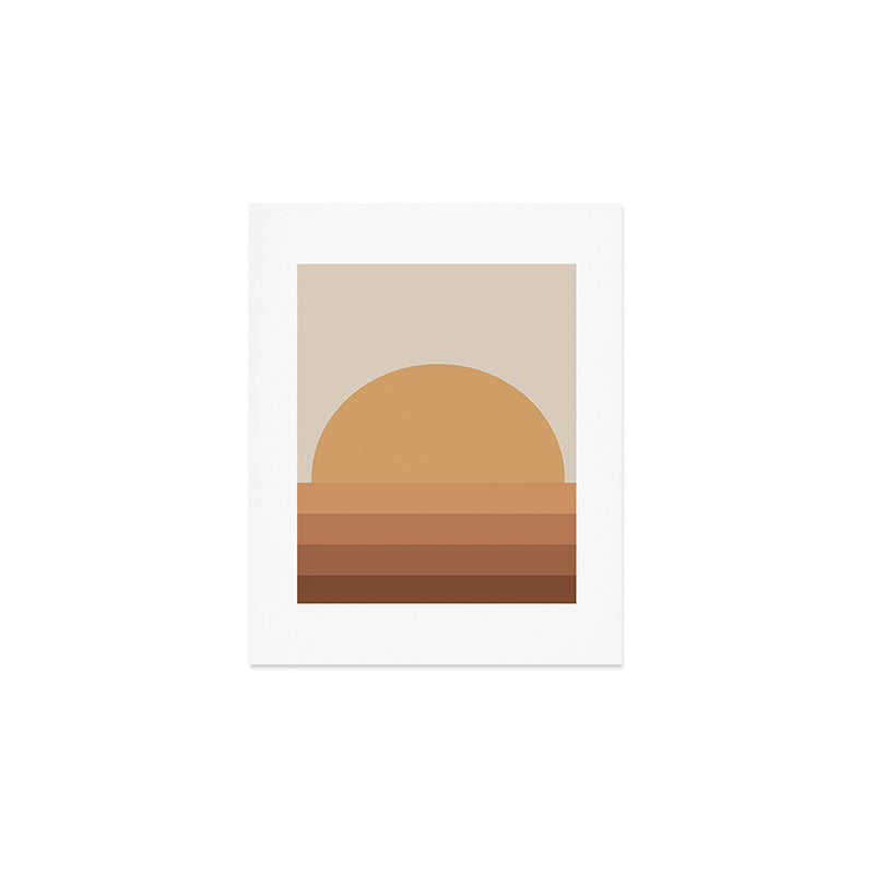 Minimal Retro Sunset Sunrise - Neutral Desert Orange Art Print Gallery Image 1