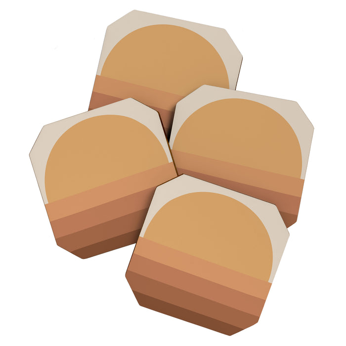 Minimal Retro Sunset Sunrise - Neutral Desert Orange Coaster Gallery Image 1