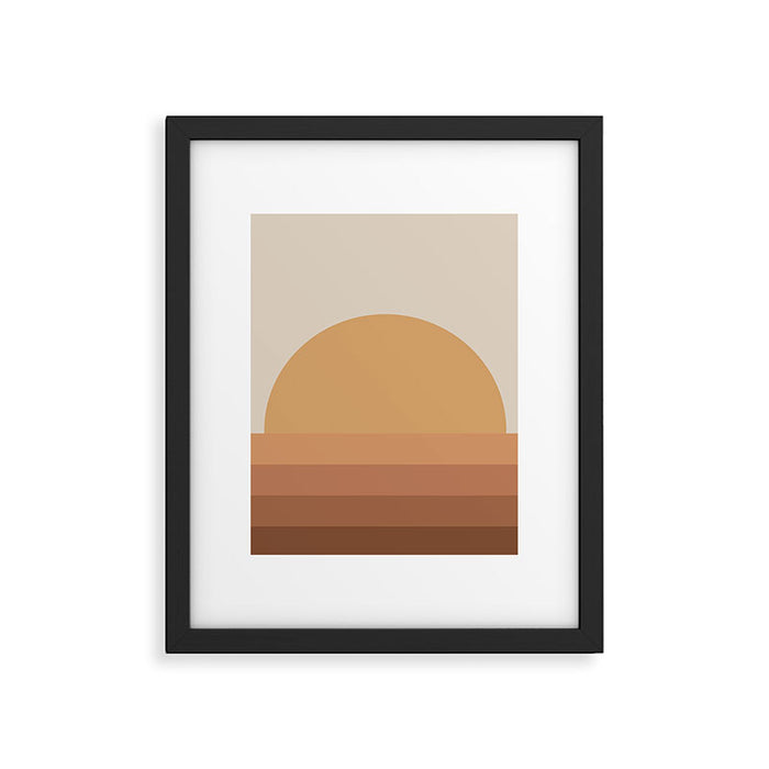 Minimal Retro Sunset Sunrise - Neutral Desert Orange Framed Art Print Gallery Image 1