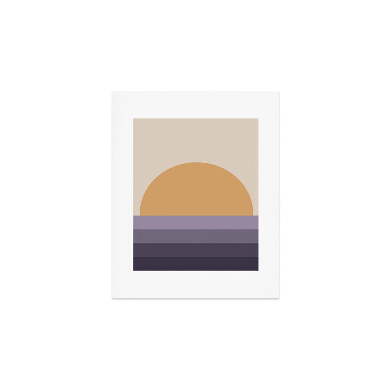 Minimal Retro Sunset Sunrise - Purple Mauve Dusk Art Print Gallery Image 1