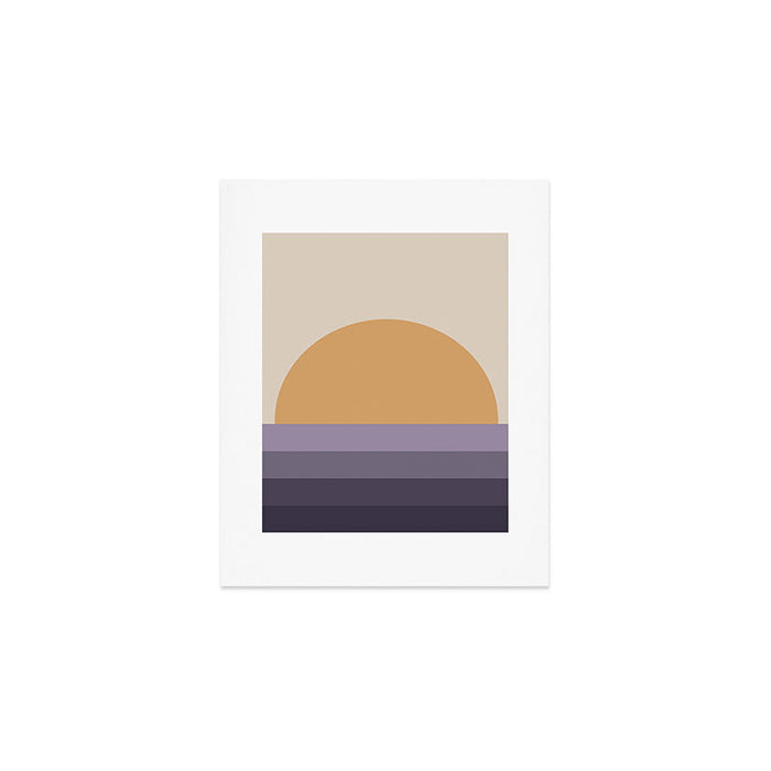 Minimal Retro Sunset Sunrise - Purple Mauve Dusk Art Print Gallery Image 1