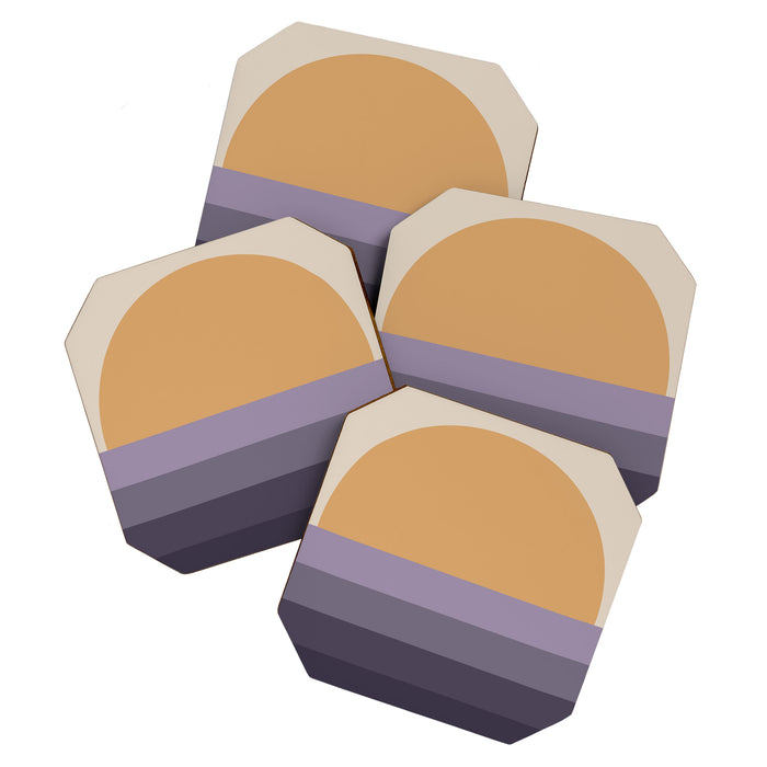 Minimal Retro Sunset Sunrise - Purple Mauve Dusk Coaster Gallery Image 1