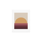 Minimal Retro Sunset Sunrise - Burgundy Ruby Red Art Print Gallery Image 1