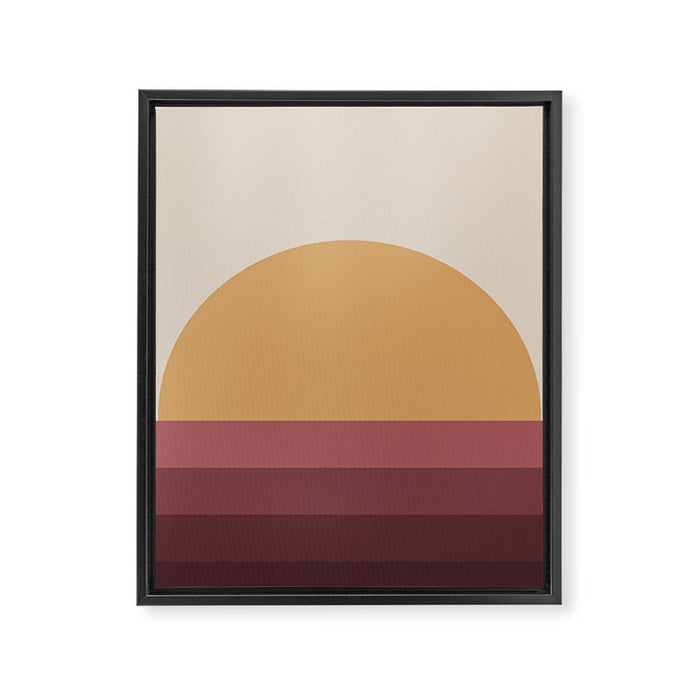 Minimal Retro Sunset Sunrise - Burgundy Ruby Red Framed Canvas Print Gallery Image 1