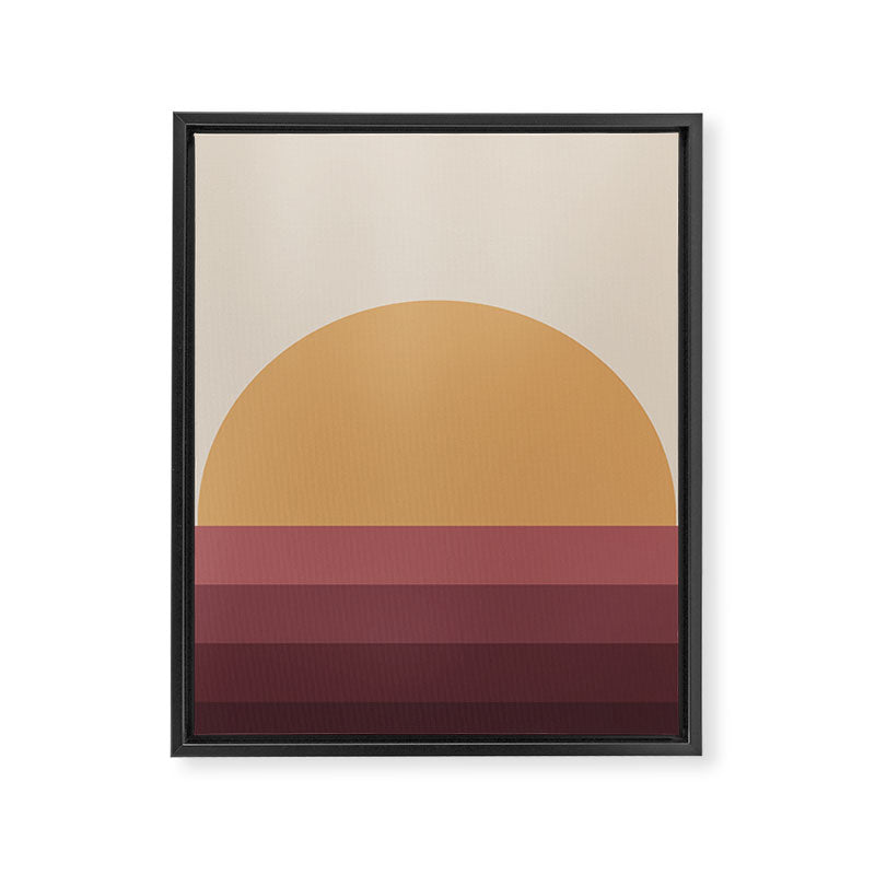 Minimal Retro Sunset Sunrise - Burgundy Ruby Red Framed Canvas Print Gallery Image 6