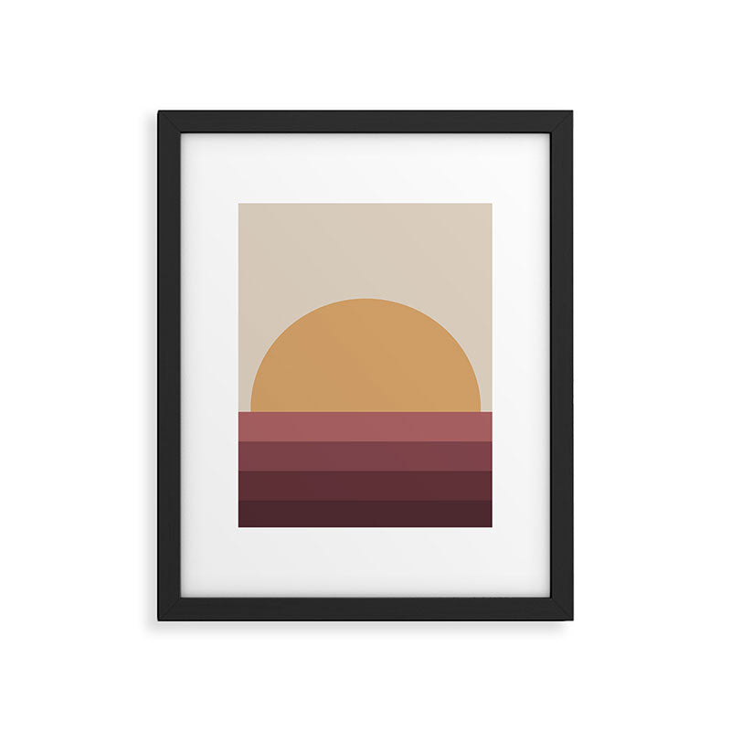 Minimal Retro Sunset Sunrise - Burgundy Ruby Red Framed Art Print Gallery Image 5