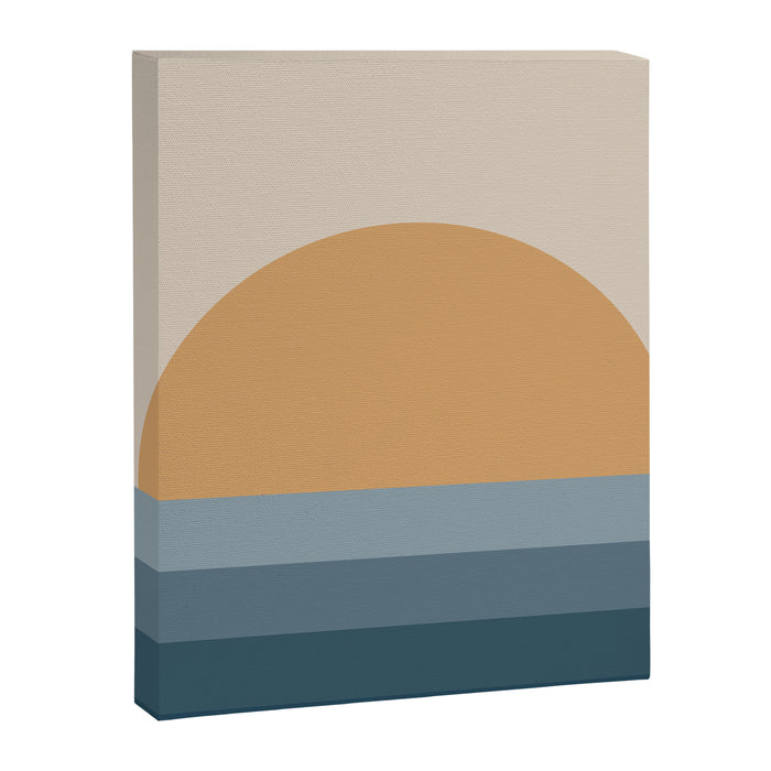 Minimal Retro Sunset Sunrise - Nautical Ocean Blue Canvas Print Gallery Image 1
