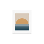 Minimal Retro Sunset Sunrise - Nautical Ocean Blue Art Print Gallery Image 1