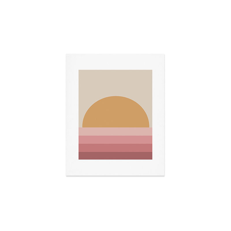 Minimal Retro Sunset Sunrise - Neutral Pink Art Print Gallery Image 1