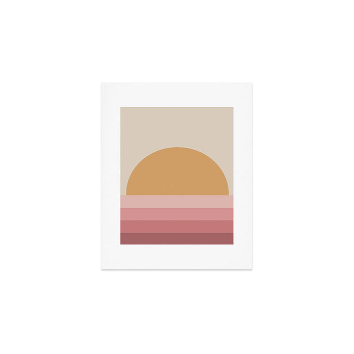 Minimal Retro Sunset Sunrise - Neutral Pink Art Print Gallery Image 1