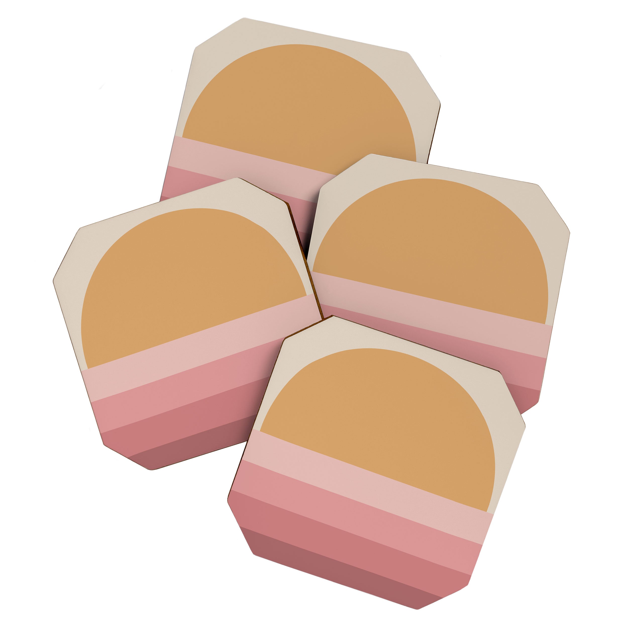 Minimal Retro Sunset Sunrise - Neutral Pink Coaster Gallery Image 1