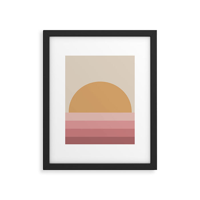 Minimal Retro Sunset Sunrise - Neutral Pink Framed Art Print Gallery Image 1