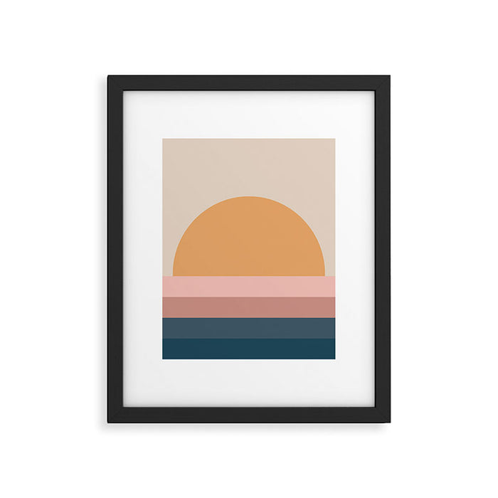 Minimal Retro Sunset - Earthy Neutral Framed Art Print Gallery Image 1