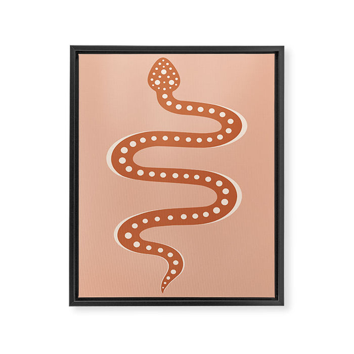 Minimal Snake - Coral & Pink Framed Canvas Print Gallery Image 1