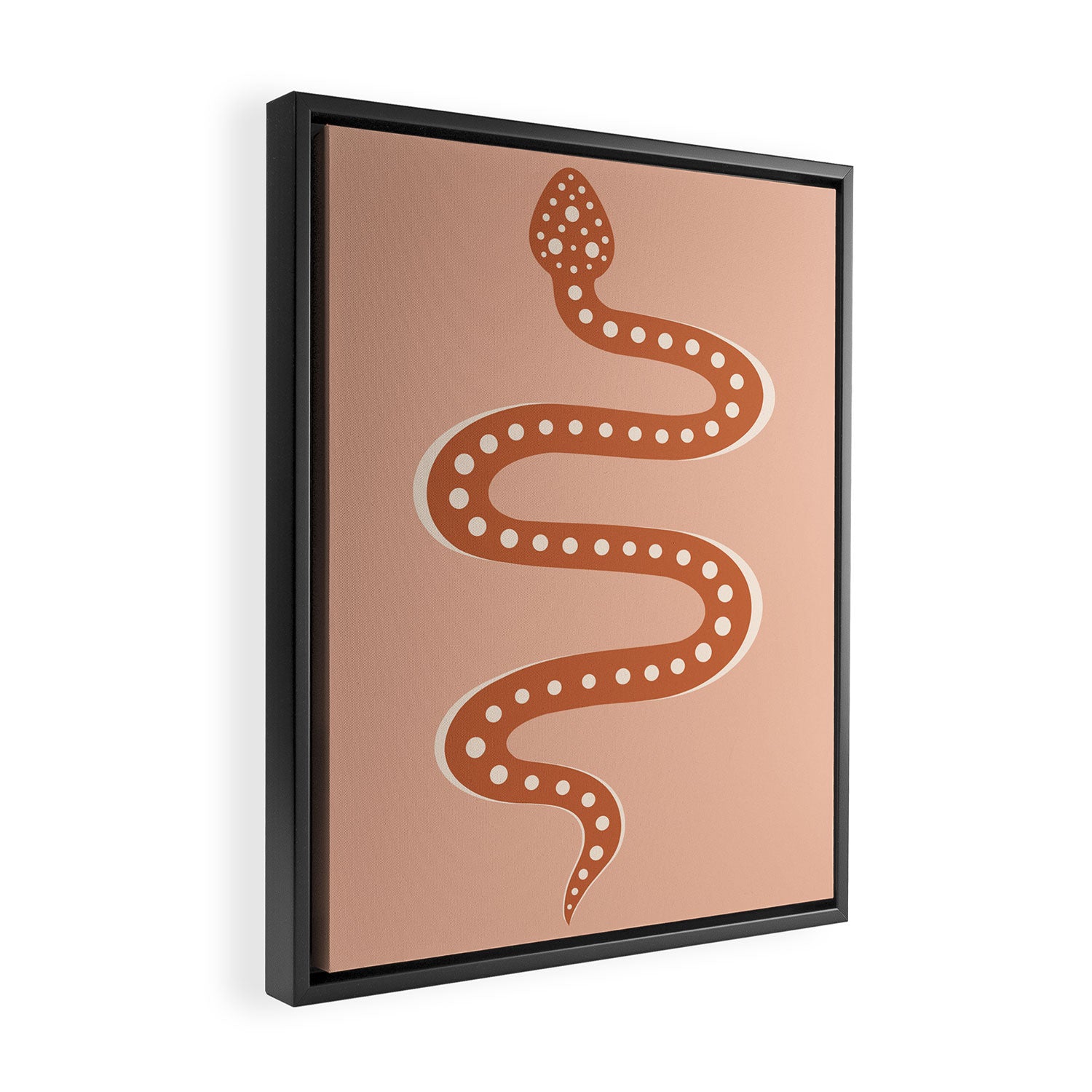 Minimal Snake - Coral & Pink Framed Canvas Print Gallery Image 2