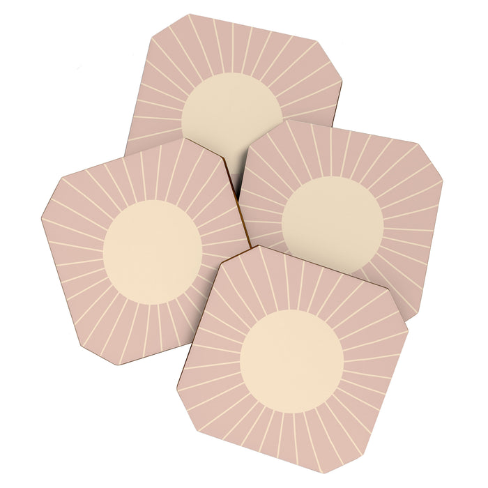 Minimal Sunrays - Neutral Pink Coaster Gallery Image 1