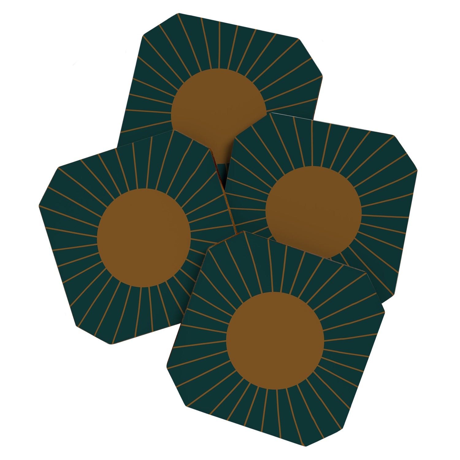 Minimal Sunrays - Teal Coaster Gallery Image 1