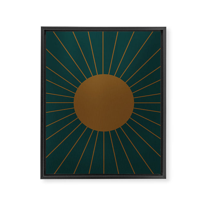 Minimal Sunrays - Teal Framed Canvas Print Gallery Image 1