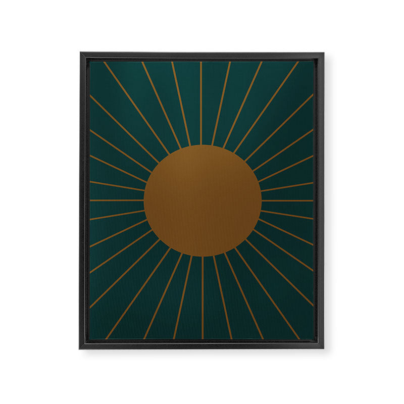 Minimal Sunrays - Teal Framed Canvas Print Gallery Image 8
