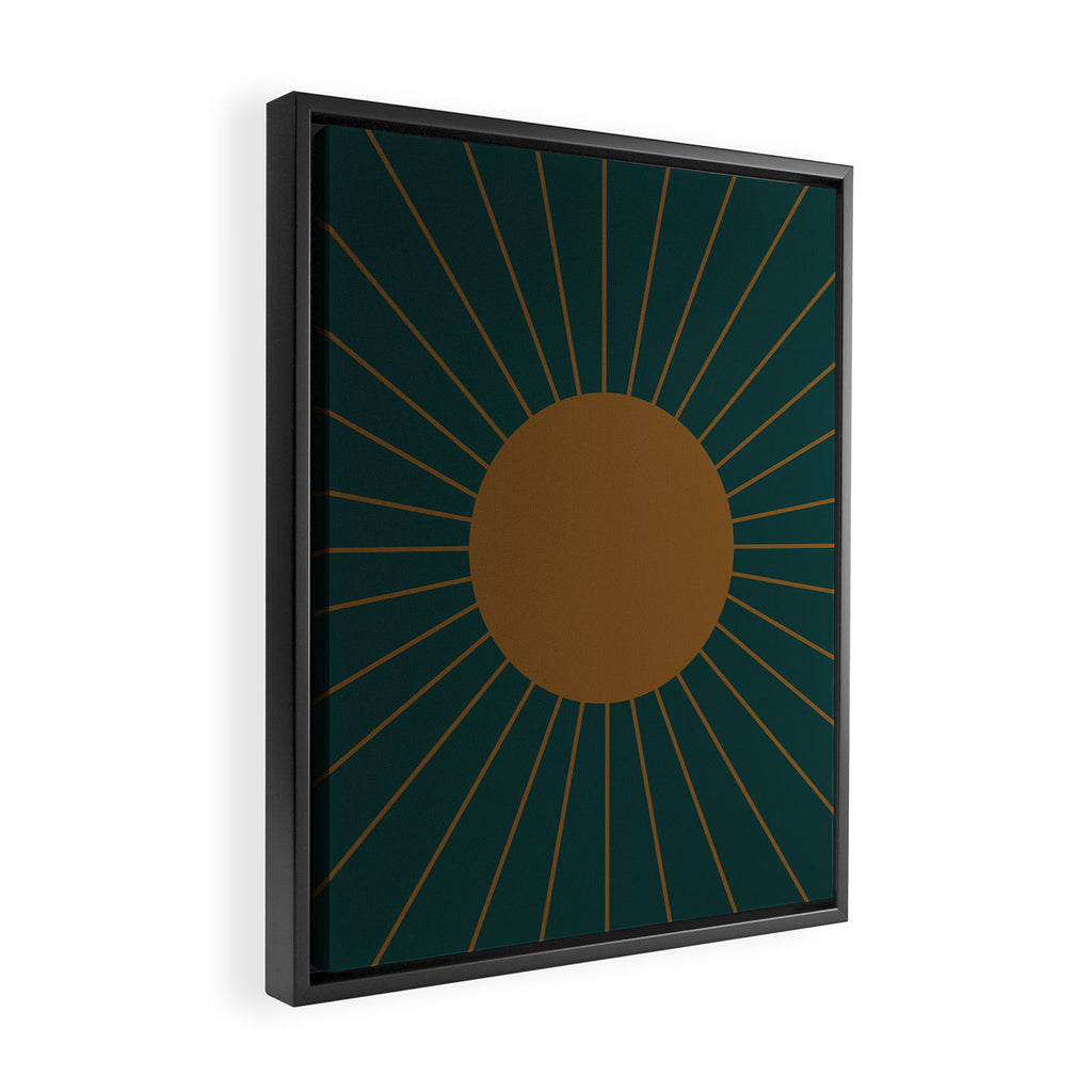 Minimal Sunrays - Teal Framed Canvas Print Gallery Image 2