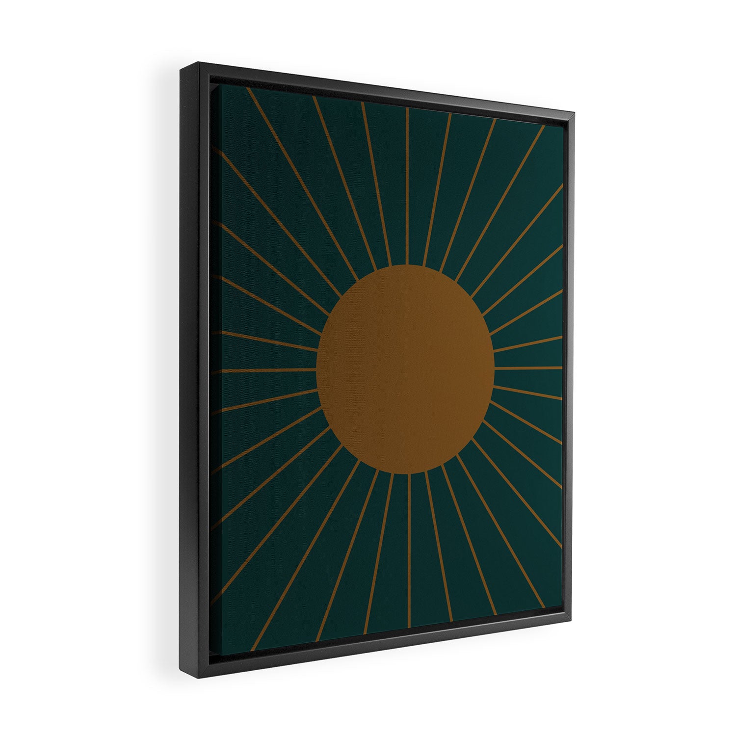 Minimal Sunrays - Teal Framed Canvas Print Gallery Image 2
