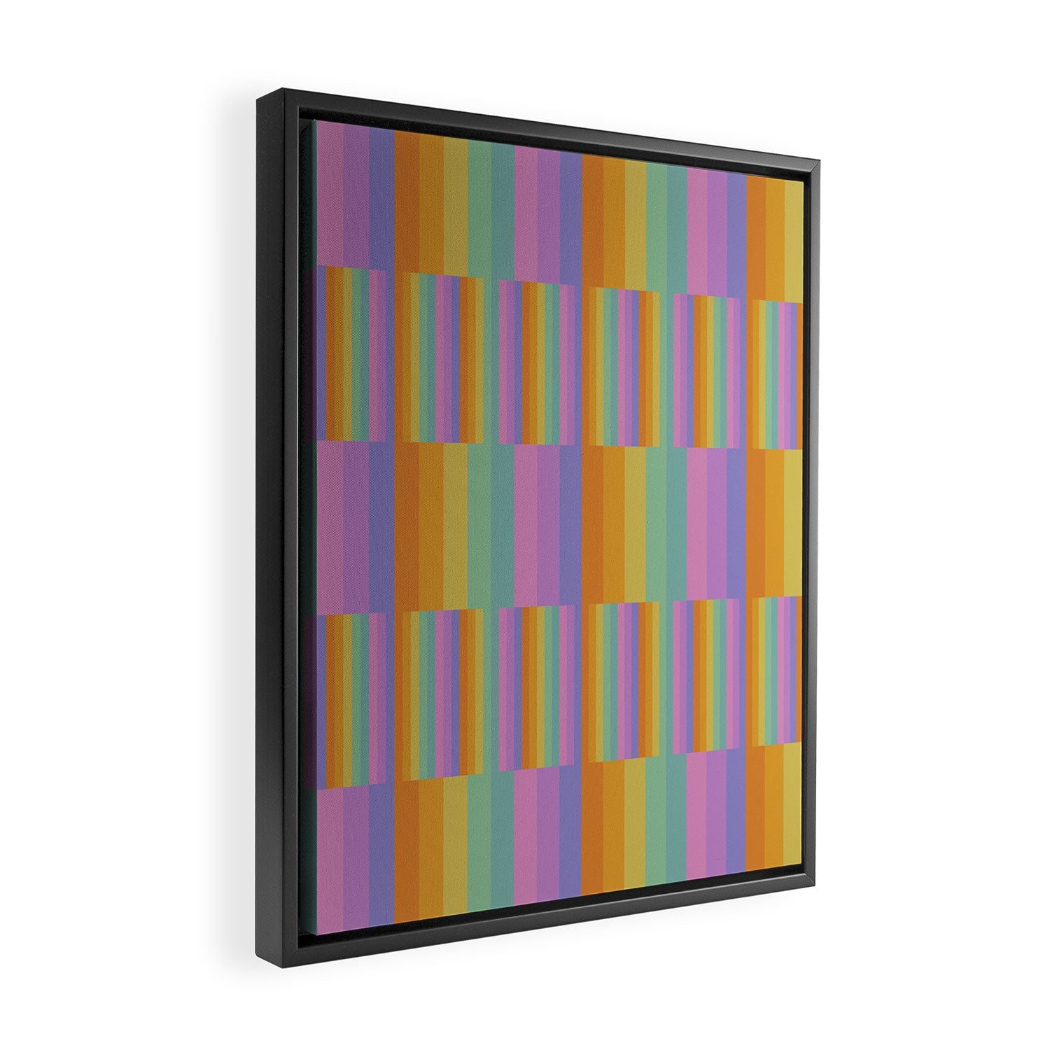 Mixed Stripes Pattern I Colorful Rainbow Framed Canvas Print Gallery Image 2