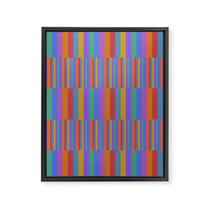Mixed Stripes Pattern II Primary Rainbow Framed Canvas Print Gallery Image 1
