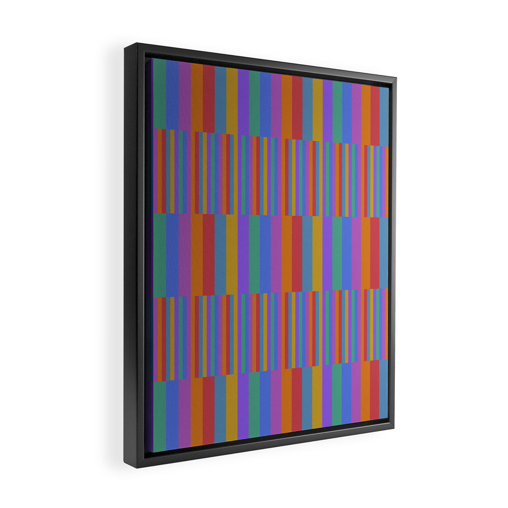 Mixed Stripes Pattern II Primary Rainbow Framed Canvas Print Gallery Image 2