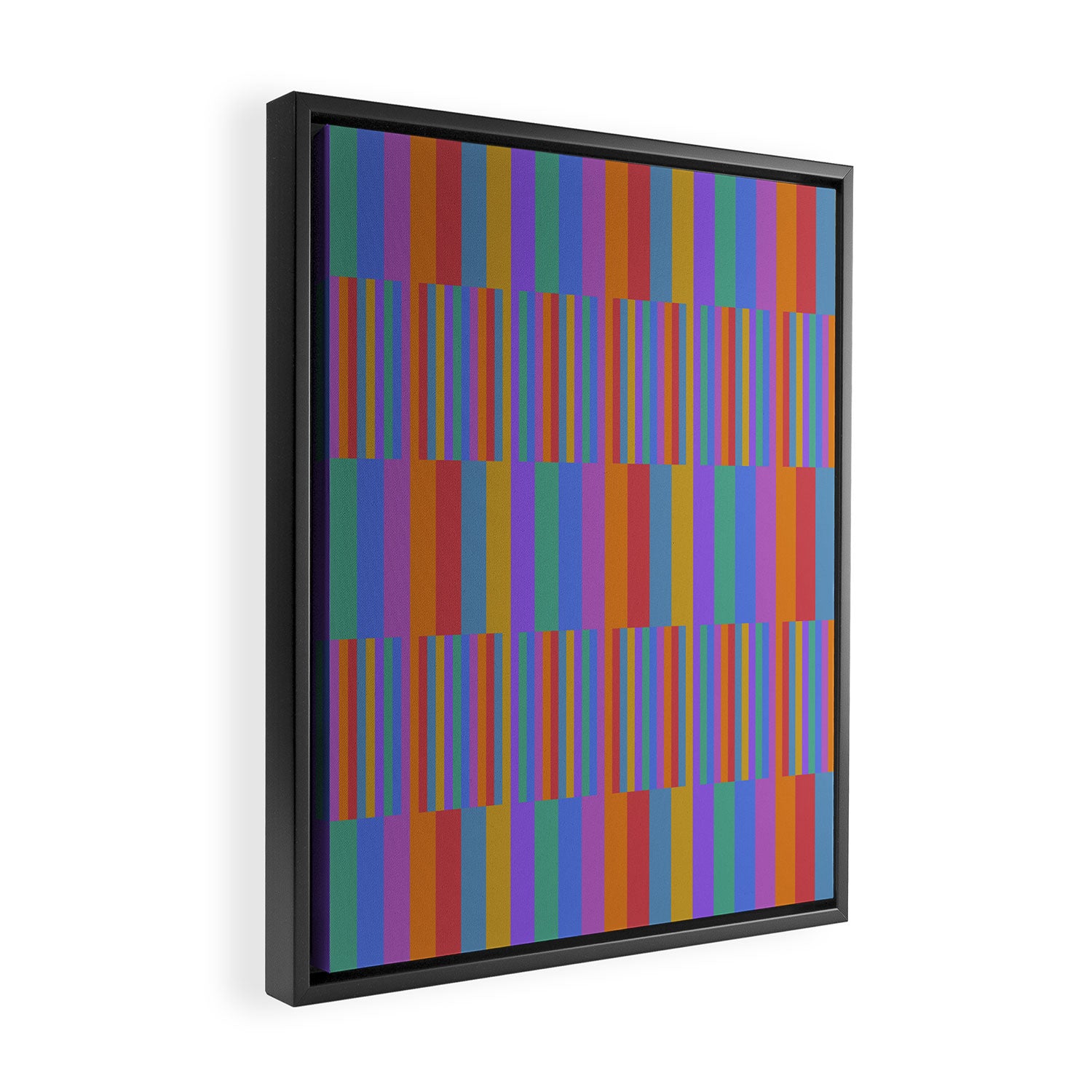 Mixed Stripes Pattern II Primary Rainbow Framed Canvas Print Gallery Image 2